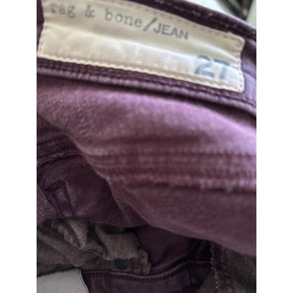 Rag & Bone Womens Purple Burgundy Mid Rise Skinny Jeans Distressed Denim - Picture 5 of 14